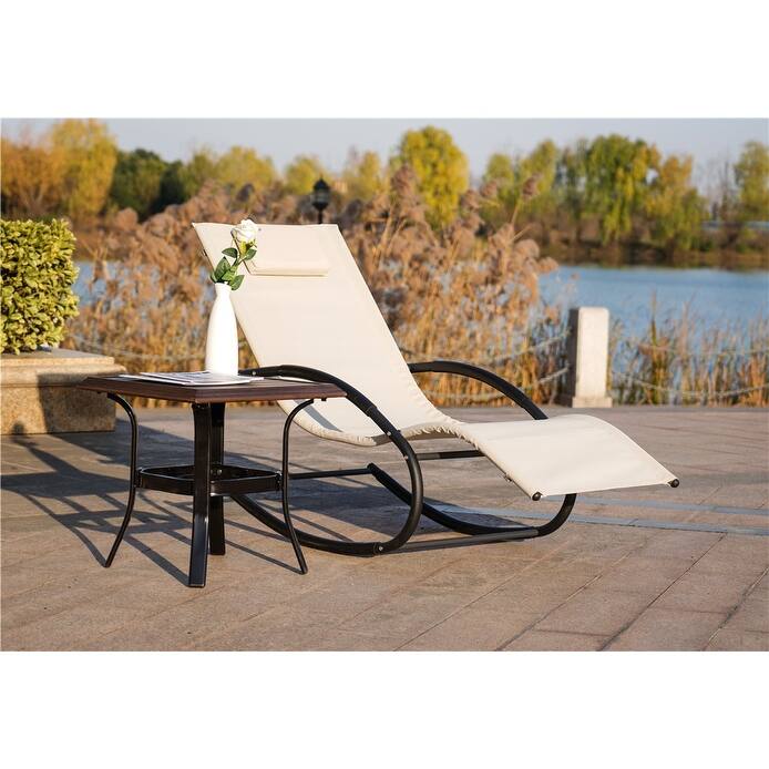 Outdoor Iron Rocking U-shaped Lounge Chair - Beige