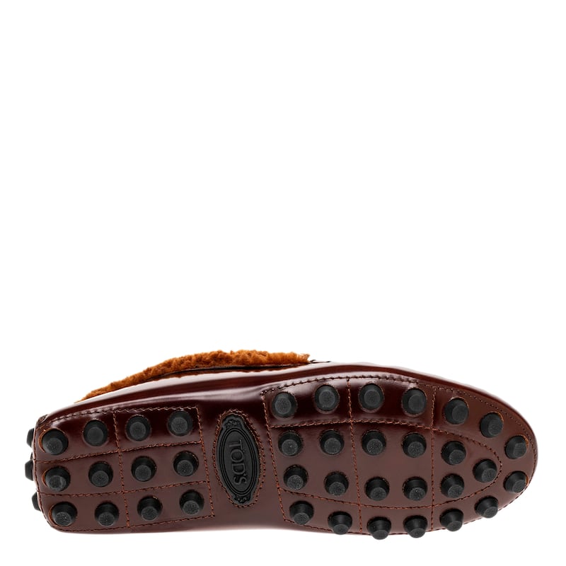 Tod's Gommino Macro Embellished Shearling-Trimmed Loafers