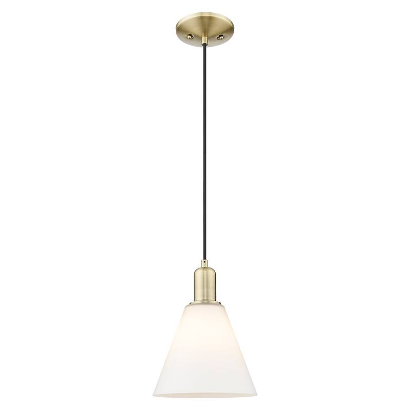 Innovations Lighting Endless Possibilities Arcadia - Berkshire Glass - 1 Light 8" Cord Hung Mini Pendant - Antique Brass/Matte White