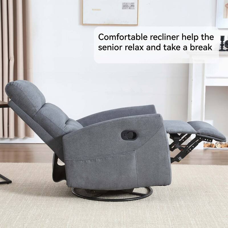 Manual Recliner Chair with Rocker and Swivel,for Living Room Comfort and Relaxation