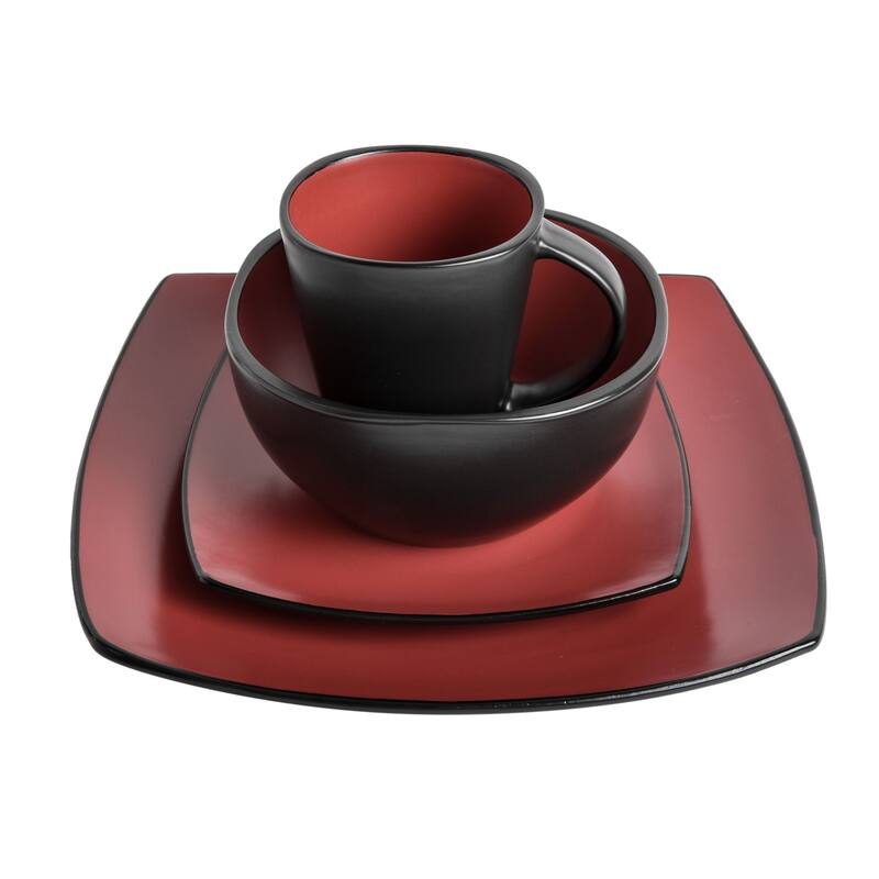 Gibson Soho Lounge Square 16-Piece Reactive Glaze Stoneware Dinnerware Set