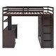 preview thumbnail 7 of 11, Versatility Full Size Wooden Loft Bed with 3 Storage Drawers, Safety Guardrail Bed with Desk and Wardrobe