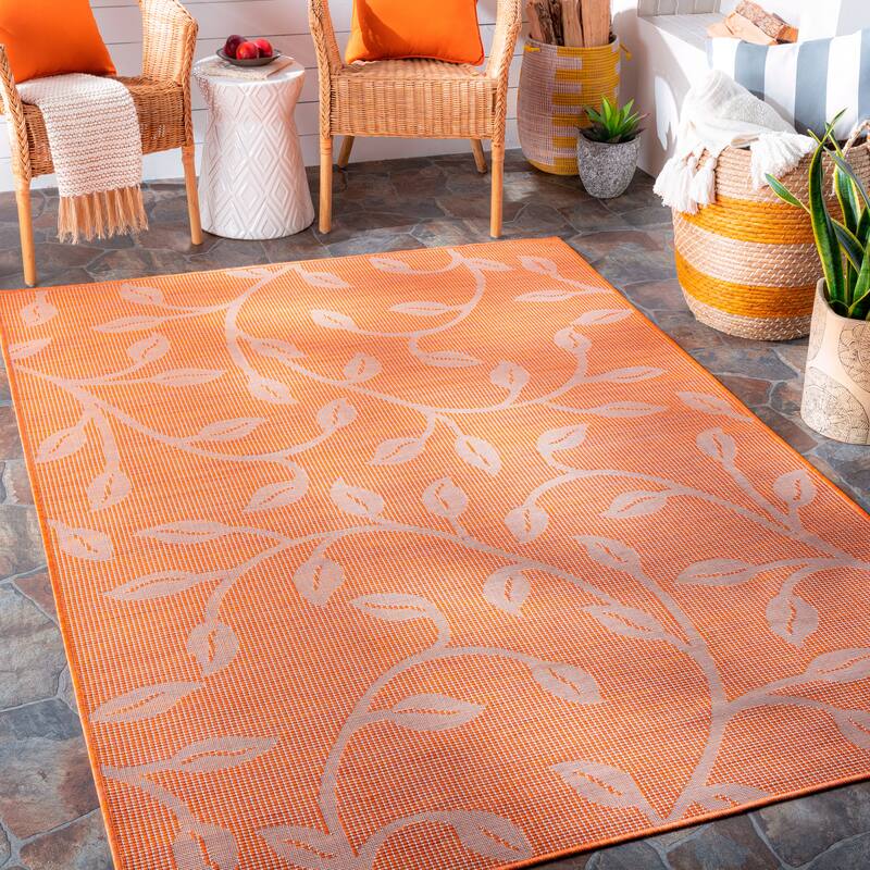 Artistic Weavers Otis Indoor / Outdoor Floral Area Rug - 6'4" x 9' - Orange