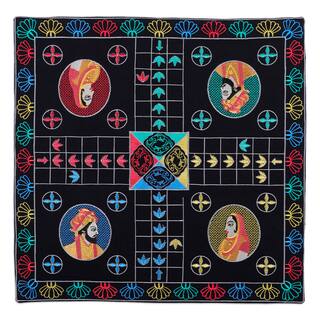 Novica Handmade Game Of Royals At Night Embroidered Cotton Ludo Game