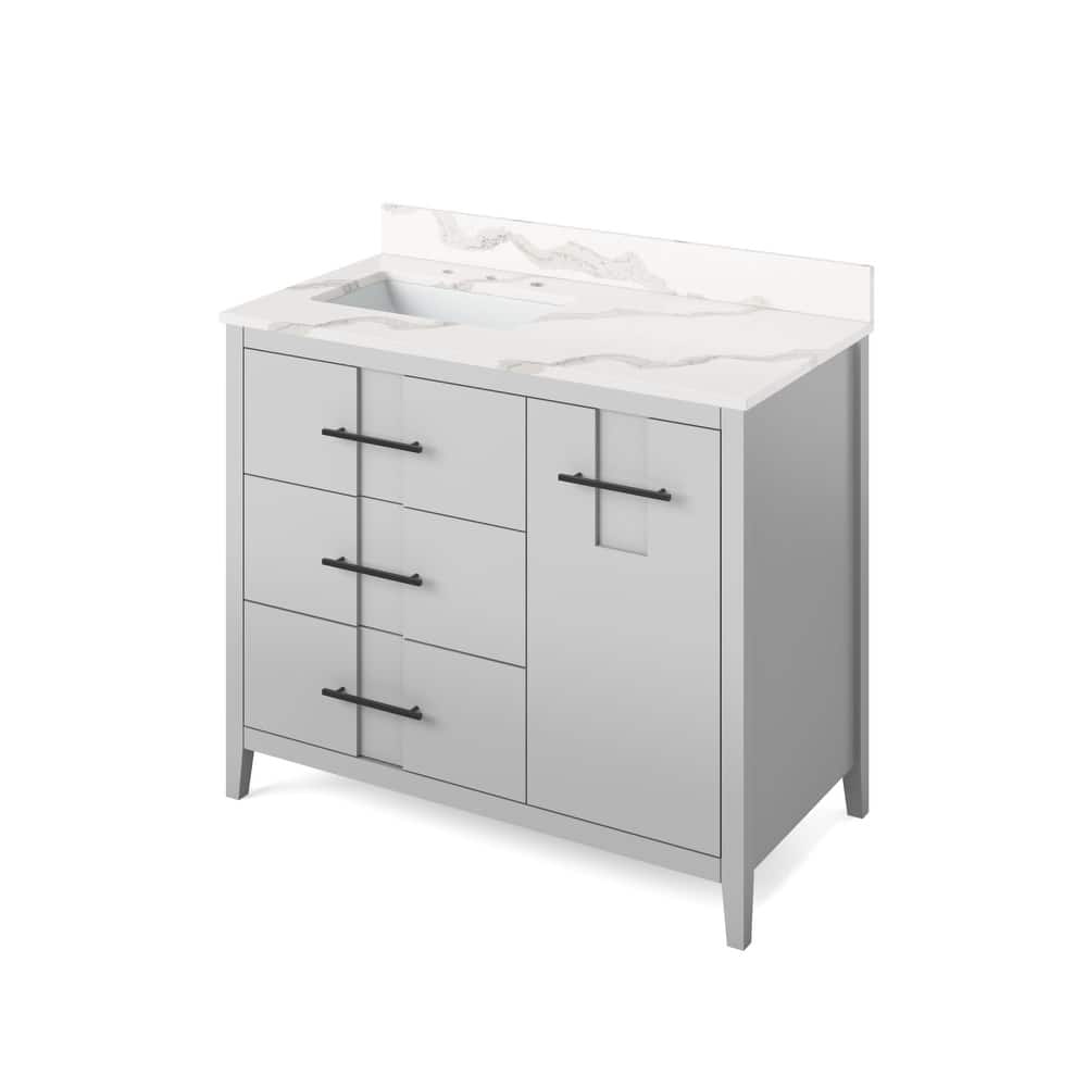Jeffrey Alexander VKITKAT42R-QUARTZ Katara 42" Free Standing Vanity