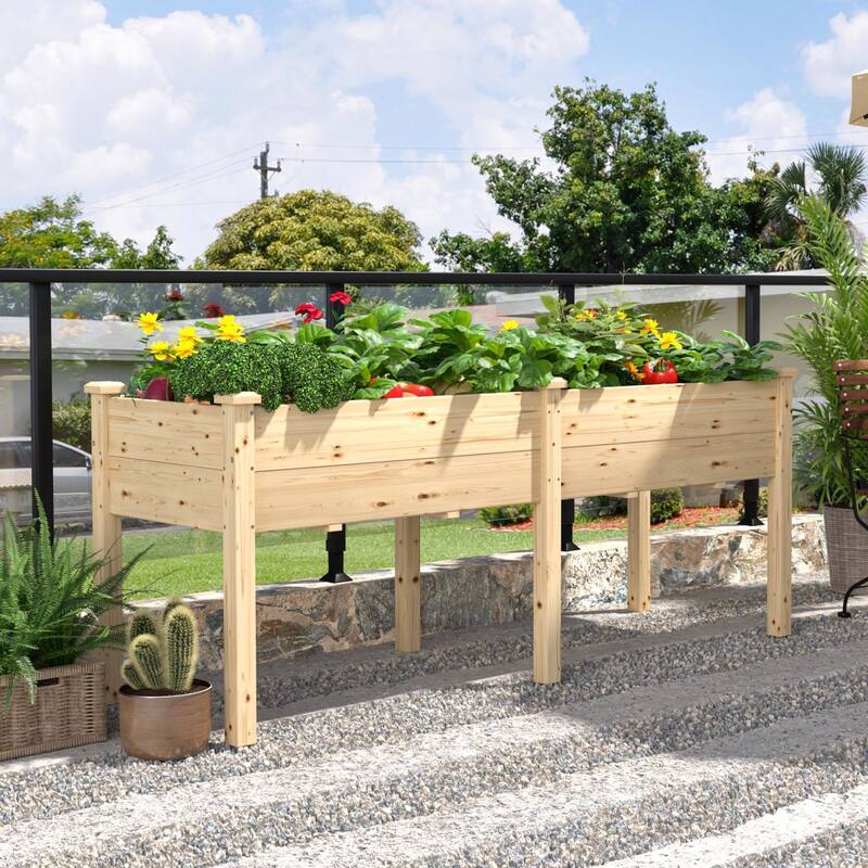 VEIKOUS Raised Garden Bed Outdoor, 6.8 Cu.Ft Large Planting Space, Solid Cedar Wood Planter Box