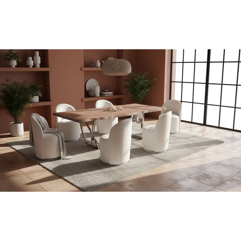 Modrest Addy Modern Walnut & Stainless Steel Dining Table