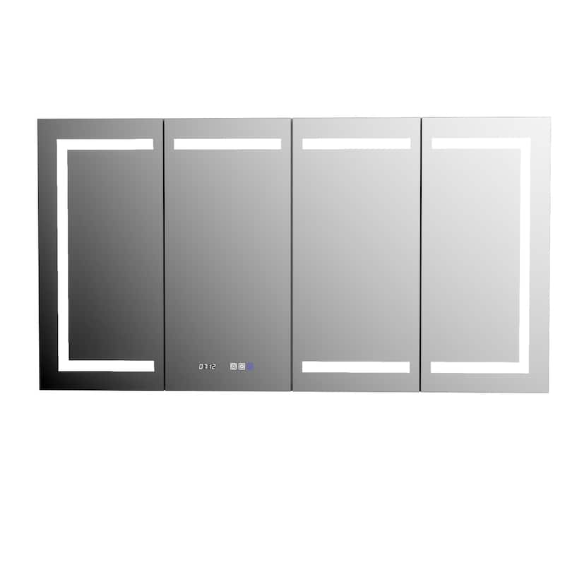 Modland 30"-60"W x 32"H Bathroom LED Medicine Cabinet with Mirror and Shelves, Defog and Stepless Dimming