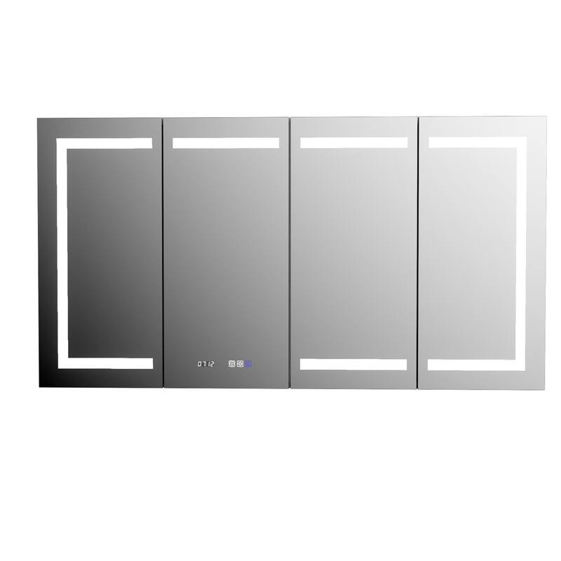 Modland 30"-60"W x 32"H Bathroom LED Medicine Cabinet with Mirror and Shelves, Defog and Stepless Dimming - 60x32 Double Door