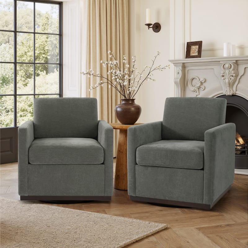 Set of 2 Modern Swivel Accent Armchairs Upholstered Arm Chairs