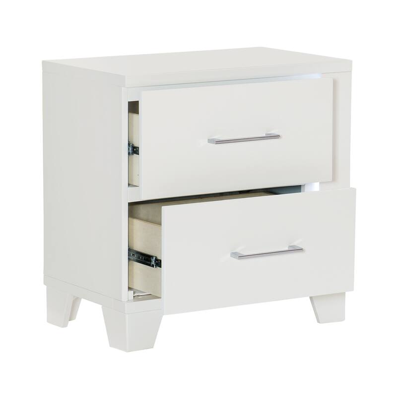 Modern Glam 3pc LED Bedroom Set Bed and Two Nighstands White Finish