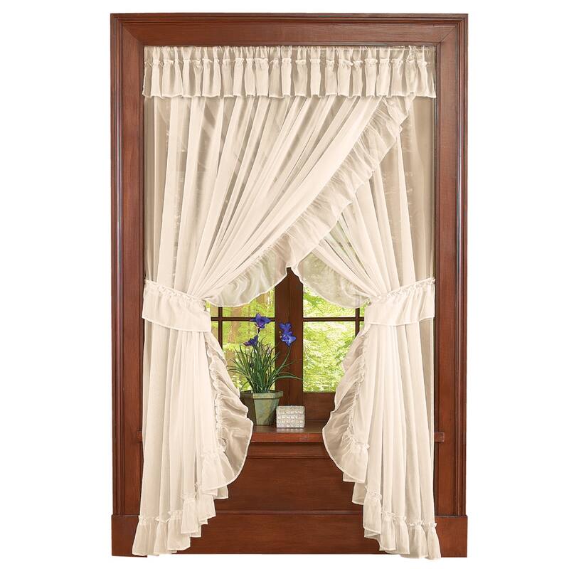 Isabella Ruffled Sheer Fabric Curtain Set - 10.630 x 8.500 x 2.500