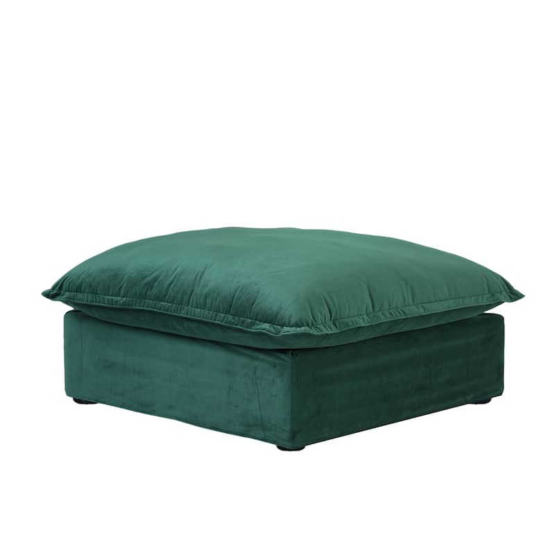 Large Velvet Upholstered Sectional Sofa 122'' L-shape Modular Couch with Ottoman