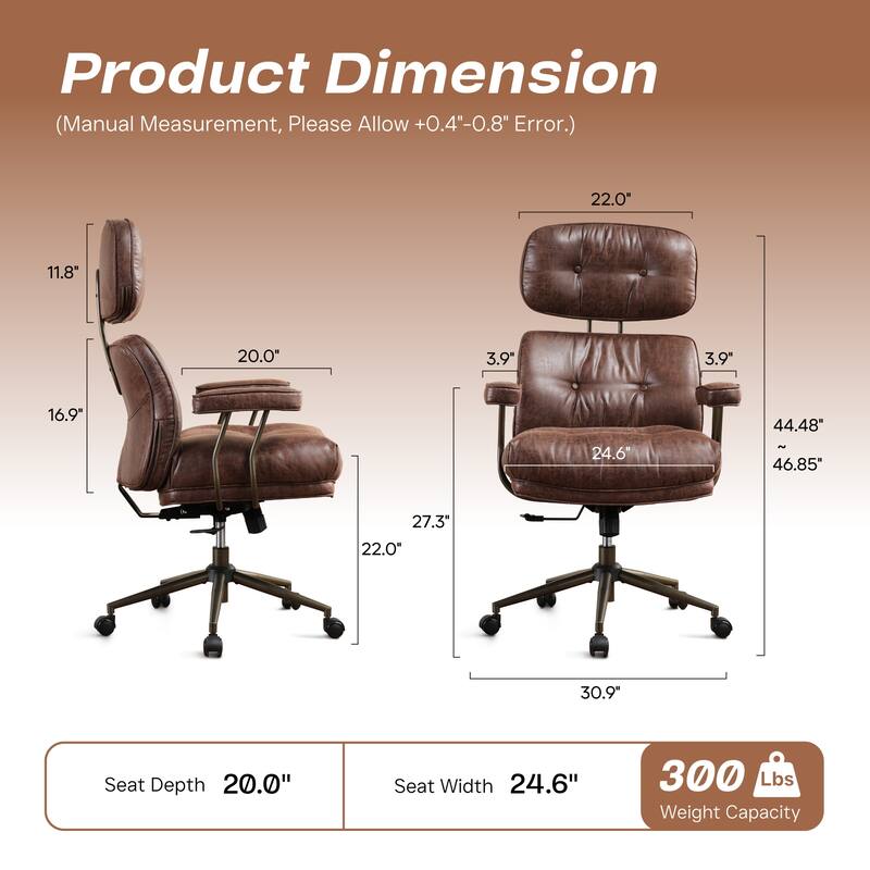 HOOOWOOO Ergonomic High Back Office Chair Adjustable Swivel Task Chair