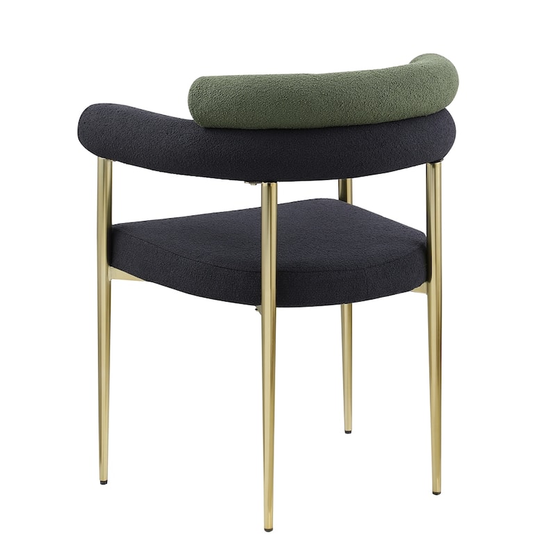 Modern Fabric Dining Chairs w/ Metal Leg and Curved Backrest(Set of 2) - N/A
