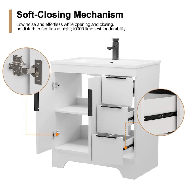 Vertical Stripes Bathroom Vanity Set with Sink Top & Faucet