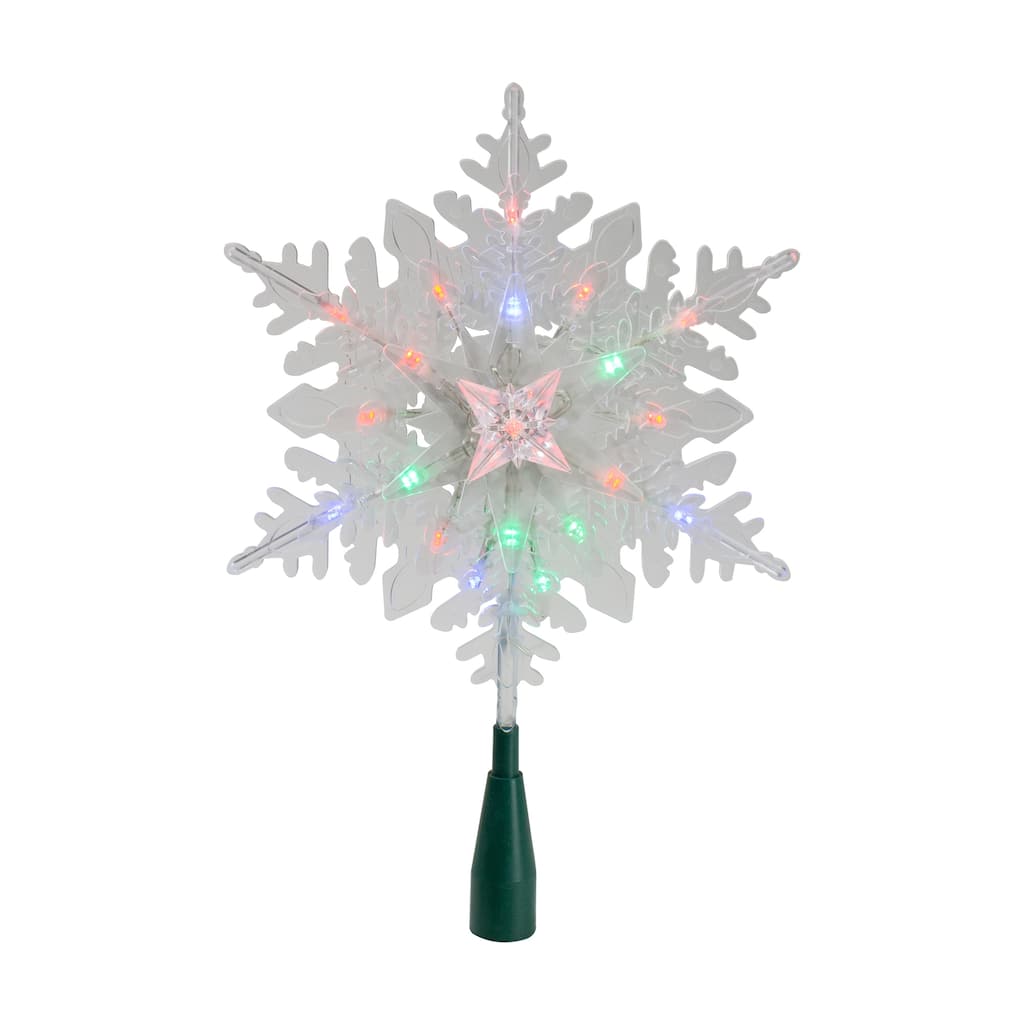 15" Three Dimensional Snowflake Tree Topper Multi Colored Lights