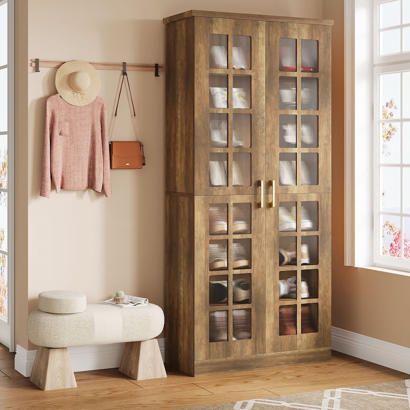 9-Tier Modern Shoe Storage Cabinet with Doors and Adjustable Shelves