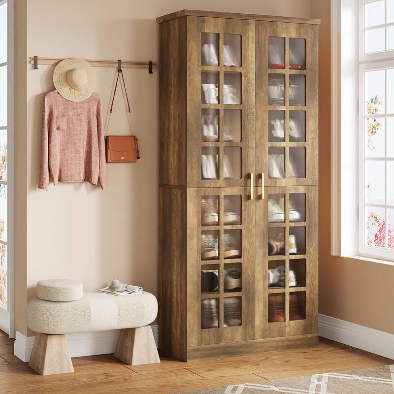 9-Tier Shoe Cabinet with Adjustable Shelves and Doors (71 Inches)