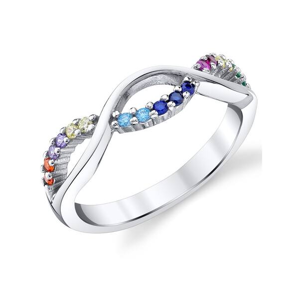 Cubic Zirconia 925 Sterling Silver Infinity Design Ring Solitaire with Band Cubic Zirconia 925 Sterling Silver Infinity Design Ring Solitaire with Band