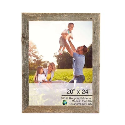 20" x 24" Rustic Farmhouse Espresso Brown Wood Frame