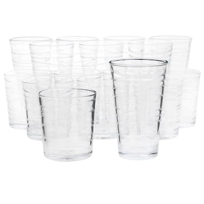 Gibson Home Stylish 16-Piece Glass Drink Set with Modern Swirl Embossed Interior and Dishwasher Safe for Everyday Use