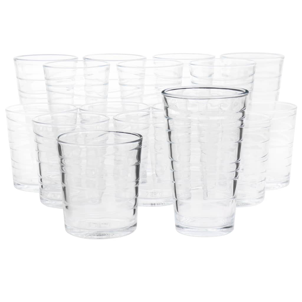 Gibson Home Stylish 16-Piece Glass Drink Set with Modern Swirl Embossed Interior and Dishwasher Safe for Everyday Use