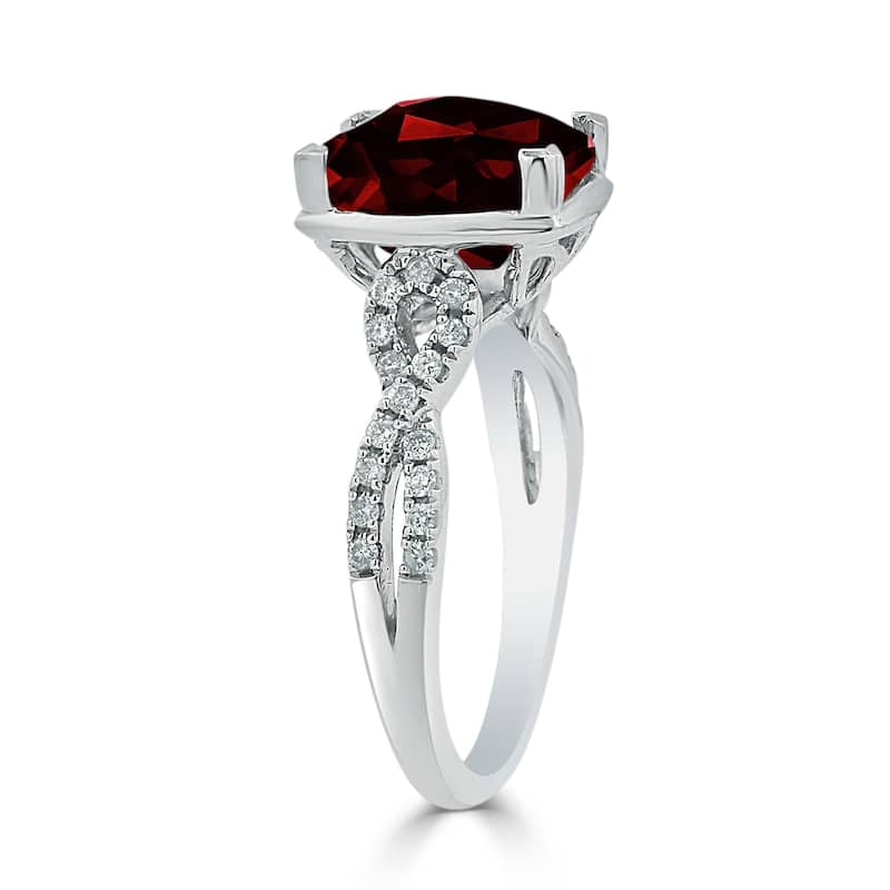 Auriya 3 9/10ct Cushion-cut Garnet Diamond Engagement Ring 1/5ctw 14k Gold