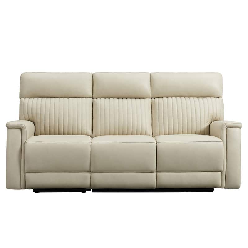 Genuine Leather Zero Gravity Power Reclining Sofa with Headrest, Lumbar & USB, Living Room Set