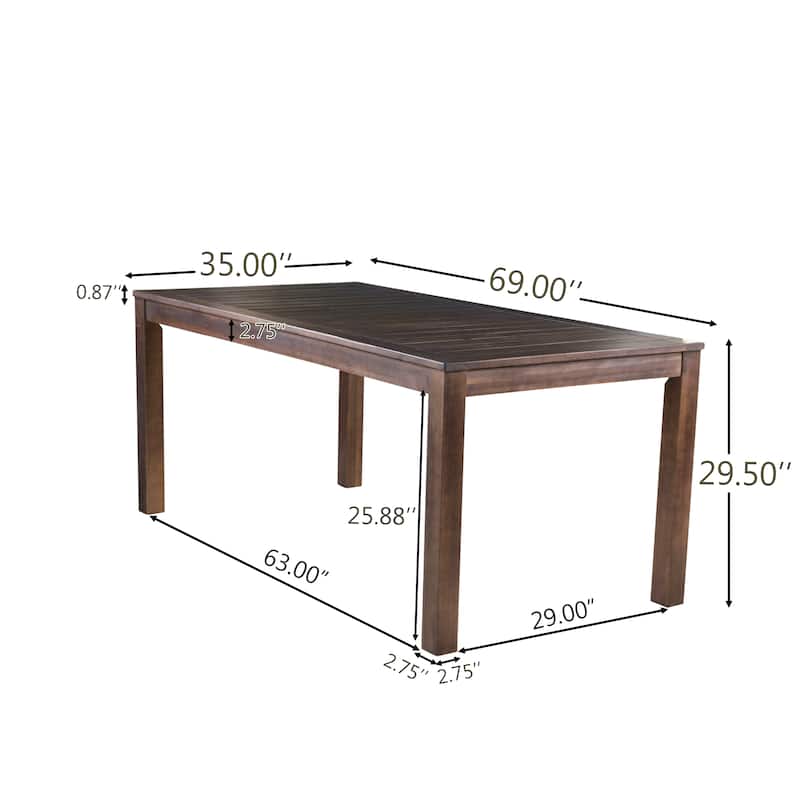 Manila Outdoor Dark Brown Acacia Wood Dining Set by Christopher Knight Home - N/A