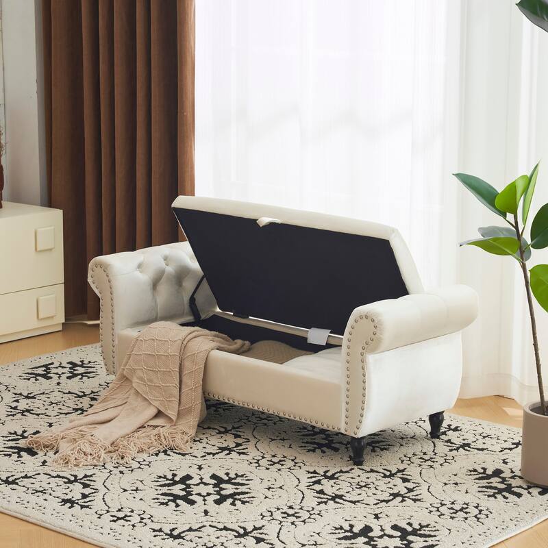 Xanthia Traditional Velvet Multifuntional Storage Ottoman Bench with Pillow by Christopher Knight Home