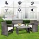 preview thumbnail 5 of 7, Costway 4-piece Patio Rattan Sets Glass Top Table & Sofa With Cushion - 4-Piece Sets