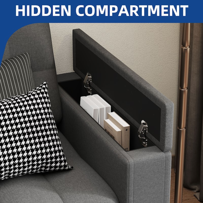 Moasis 2-in-1 Convertible Sleeper Linen Sofa Bed Folding Futon Couch with Pullout Bed Multifunctional Sofa