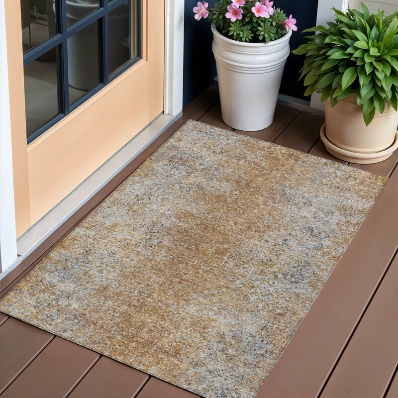 HomeRoots Oriental Transitional Rectangle Outdoor Rug - 3' x 5'