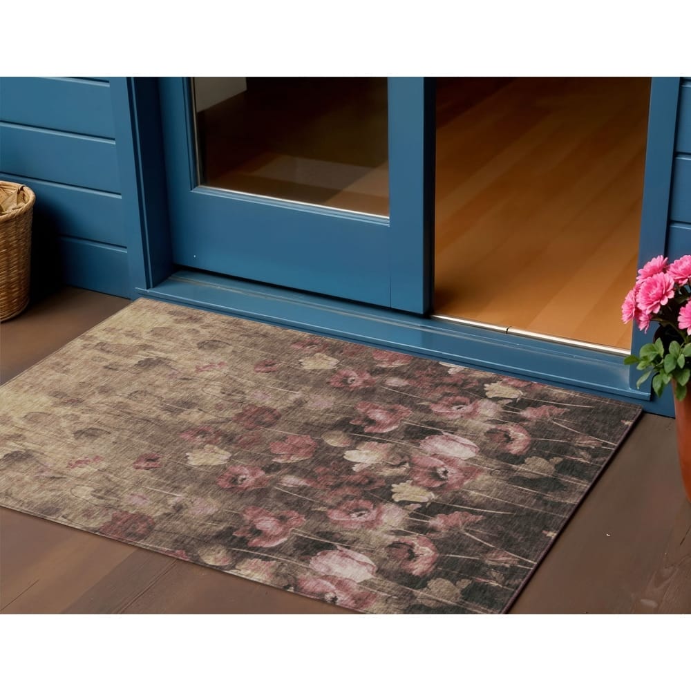 HomeRoots Floral Transitional Rectangle Outdoor Rug
