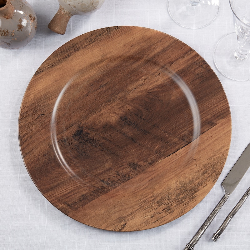 Rustic Faux Wood Charger Plate (Set of 4)