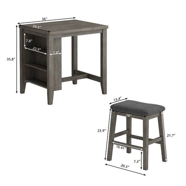 3 Piece Dining Table with Padded Stools - Bed Bath & Beyond - 36347207