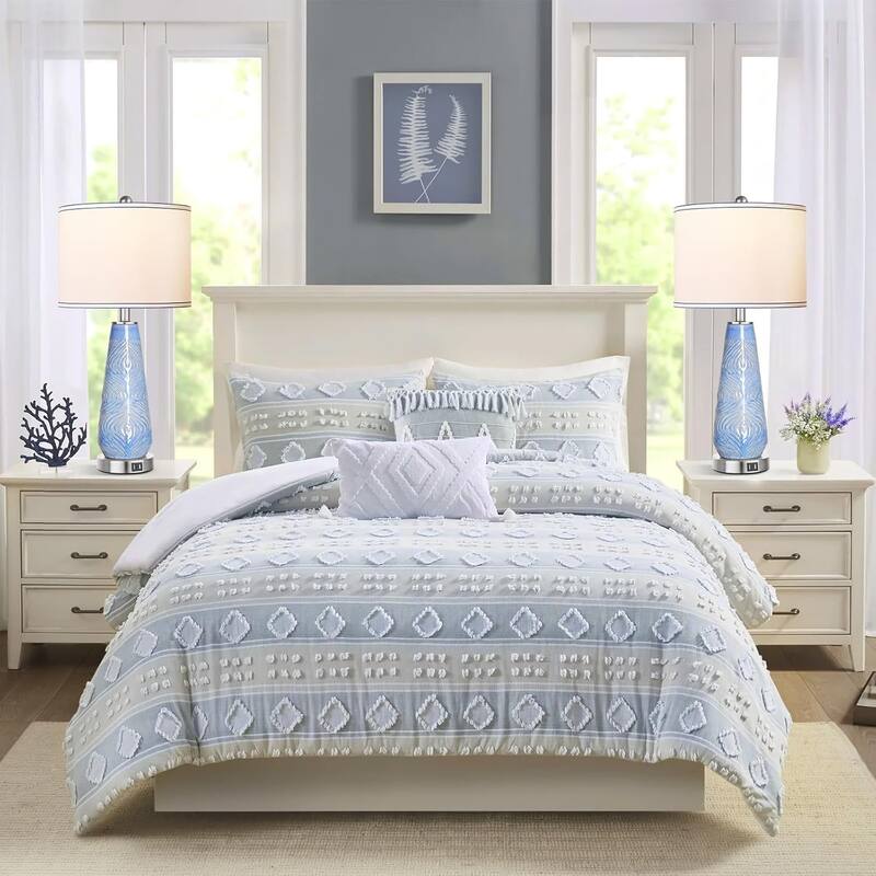 Modern Table Lamp Set of 2 Touch Control,27" Tall Lamp with USB Ports,3-Way Dimmable Hand Crafted Nightstand Lamps