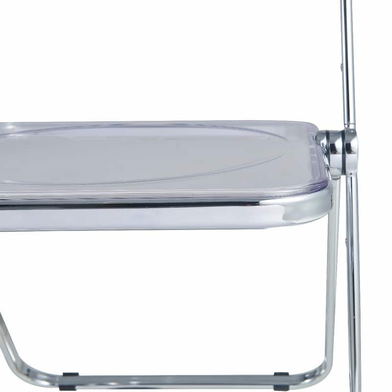 LeisureMod Lawrence Acrylic Folding Dining Chairs and Dining Table Set