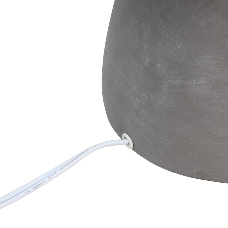16.93" Organic Modern Concrete Table Lamp, For Living Room, Entryway, Bedroom, Minimalist Accent Lighting, Black Shade