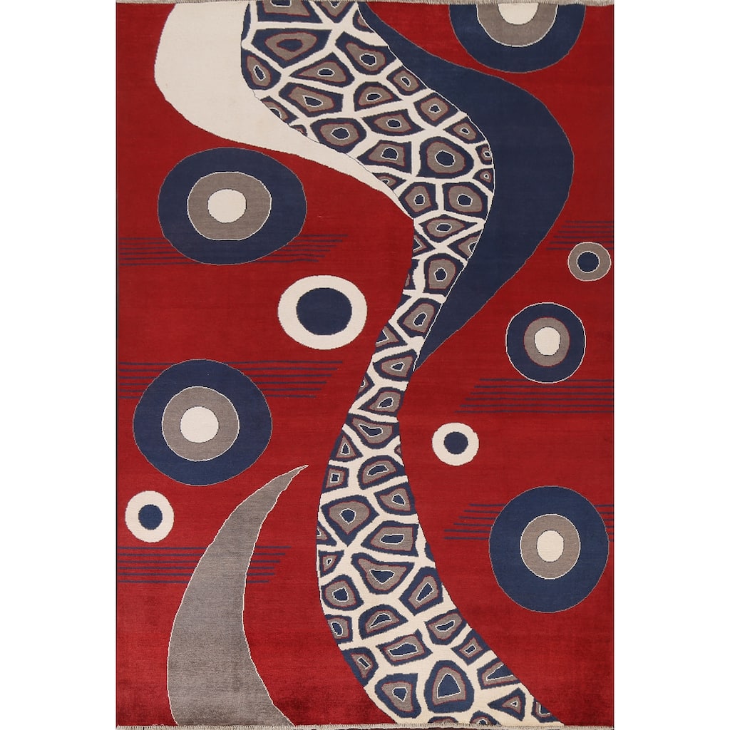 Geometric Modern Gabbeh Kashkoli Oriental Area Rug Wool Hand-knotted - 6'1" x 8'11"