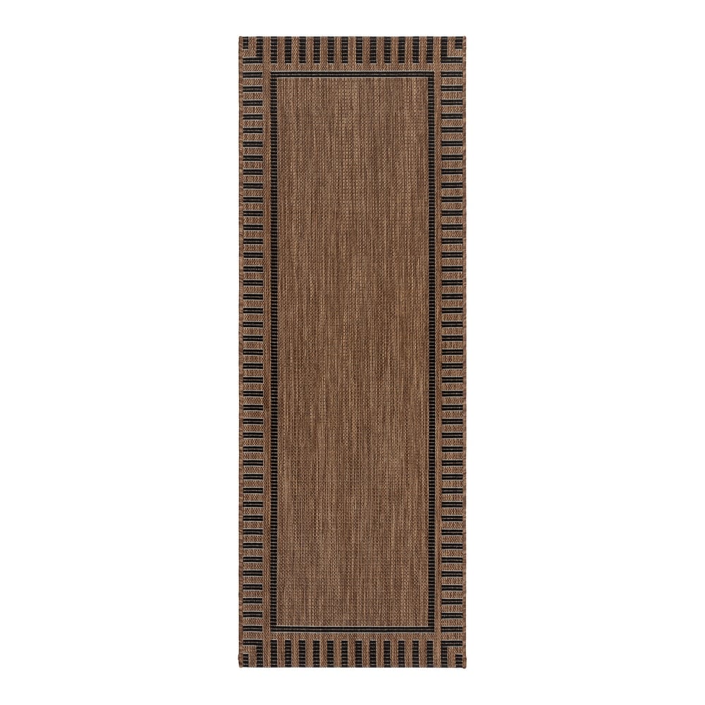 Gertmenian Paseo Kiano Modern Stripe Border Polypropylene Flatweave Indoor/ Outdoor Area Rug