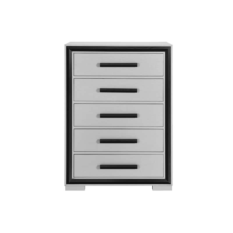 HomeRoots 48" Gray And Black Wood Five Drawer Dresser