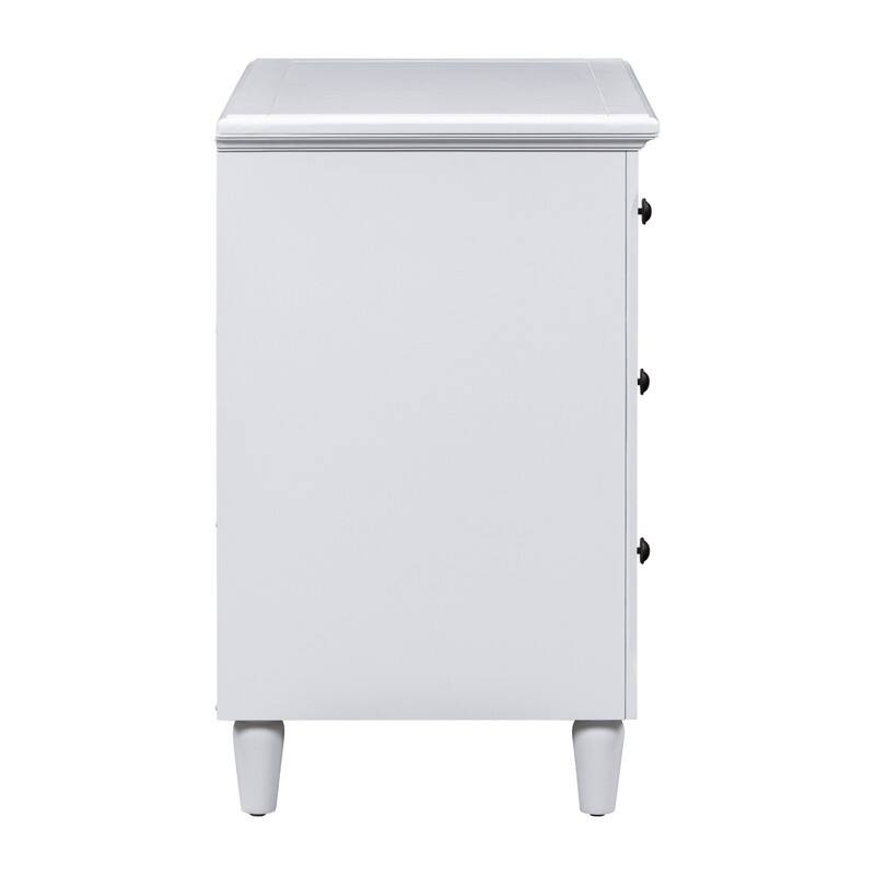 Elegant 3-Drawer Nightstand (Set of 2) Storage Cabinet Crafted from Solid Wood for Bedroom Organization