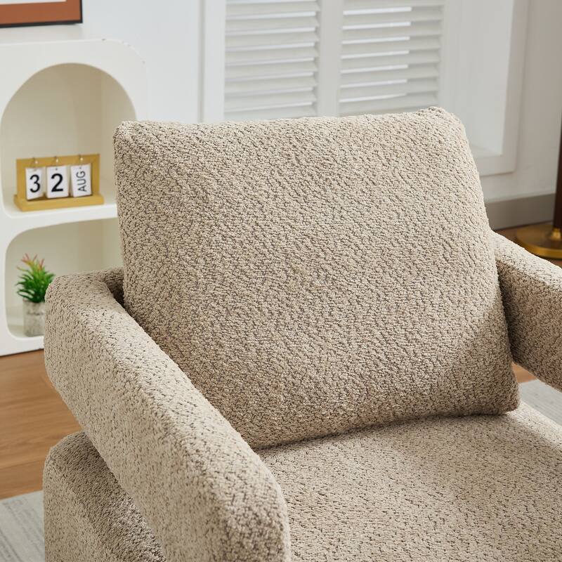 Upholstered Swivel Accent Chair, Modern Arm Chair with Open Back,360 Degree Swivel Lounge Club Chair with Removable Back Cushion