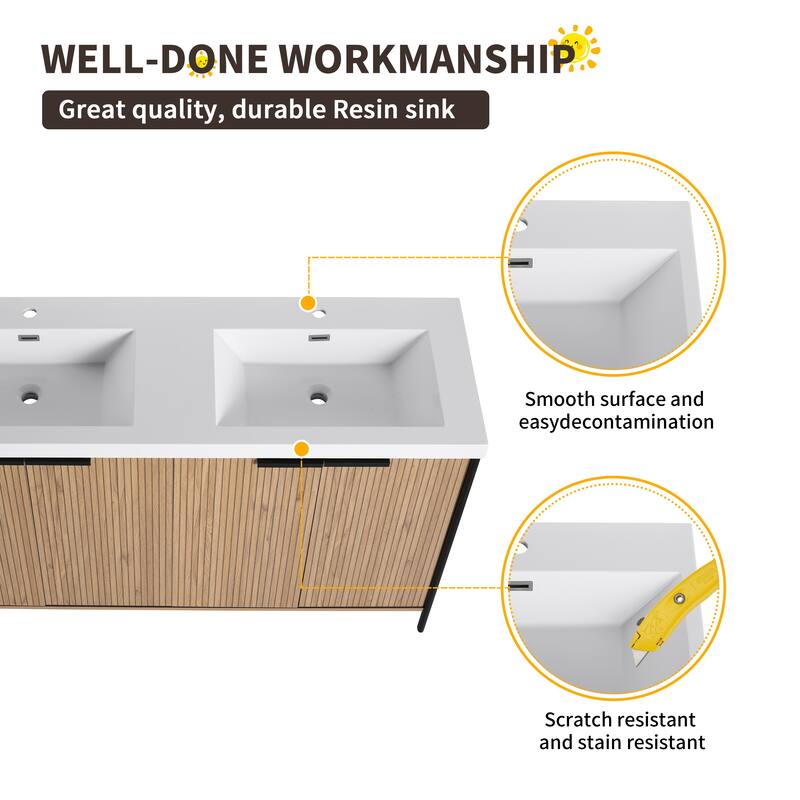 Beingnext 24"/30"/36"/48"/60" Bathroom Vanity with Sink, Freestanding Bathroom Vanity with Soft Close Door and Shelf