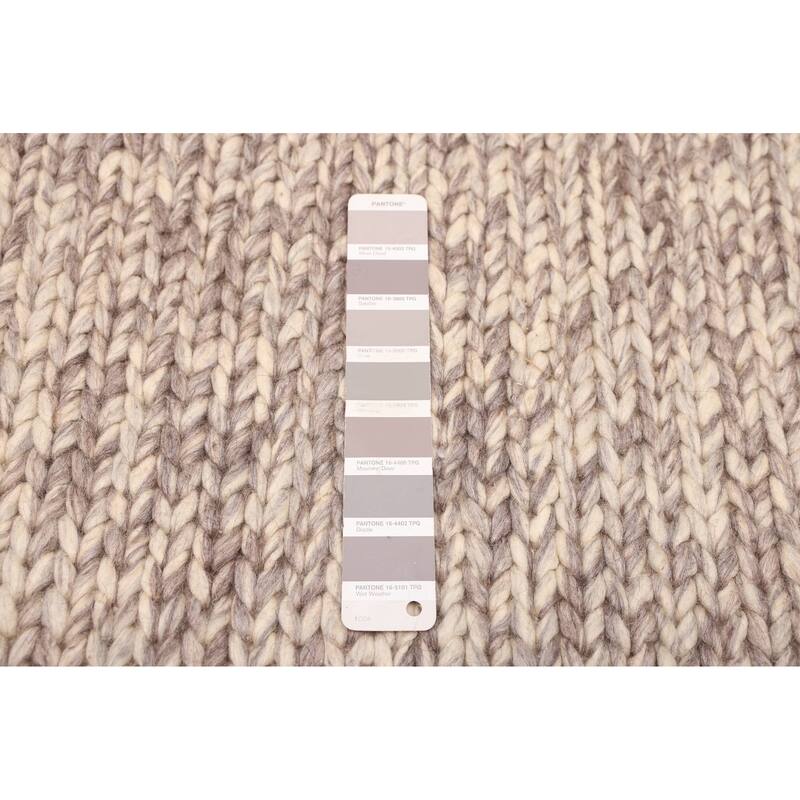 ECARPETGALLERY Braid weave Sienna Grey, Ivory Wool Rug - 5'2 x 8'1