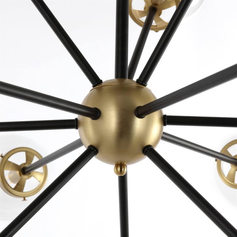 Modern Chandelier Sputnik Black Brass 12-Light Glass 39"