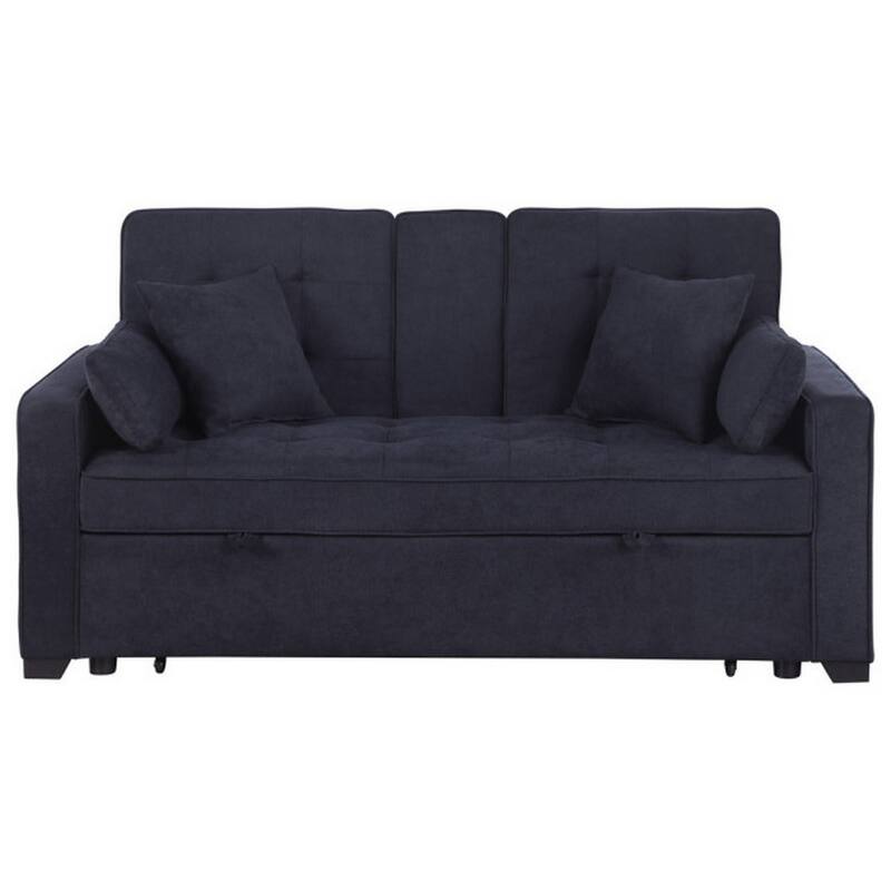 Oli 70 Inch Convertible Sleeper Loveseat, Pull Out Bed, Pillows, Dark Gray
