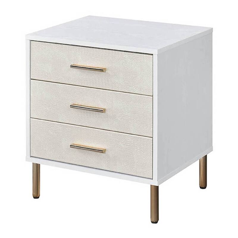 Casey 3-Drawer Nightstand with Metal Bracket Leg